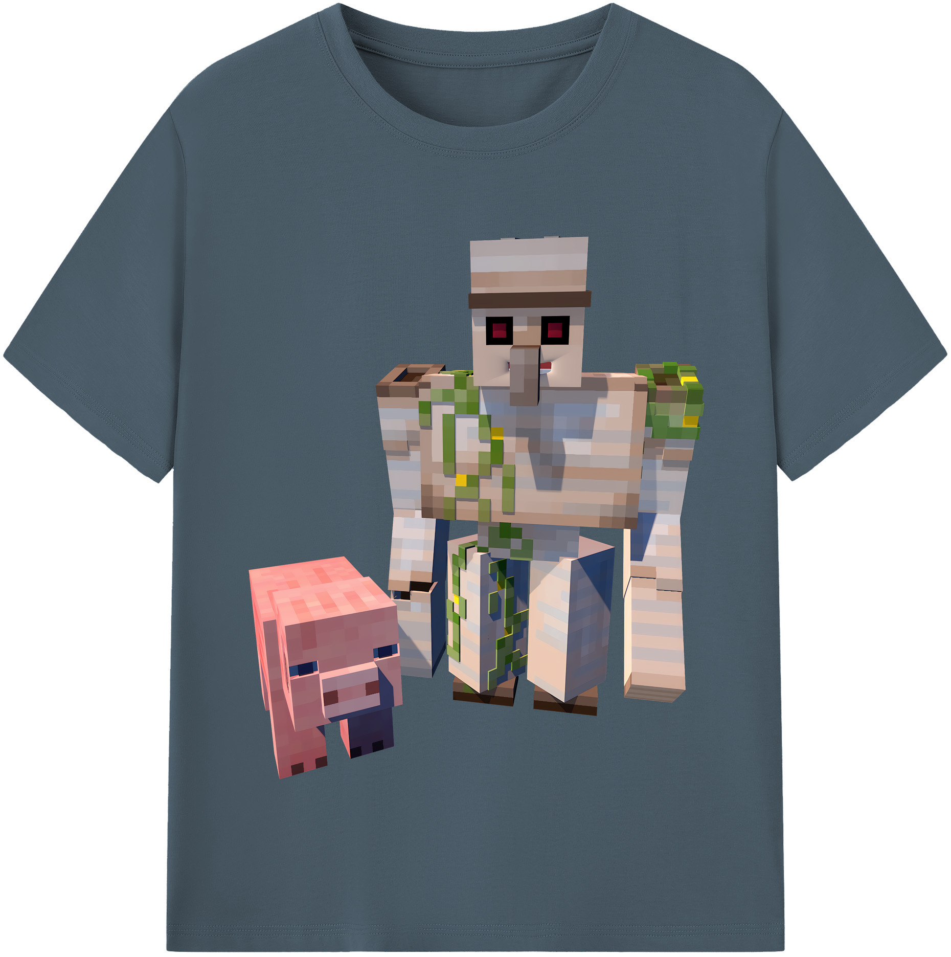 （画像用） マインクラフト ブロックの世界 Minecraft MC Block world 綿100％半袖Tシャツ（フロントプリント）